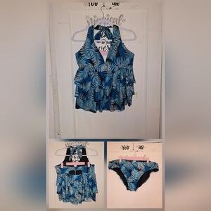 Time and Tru Tropical Blue Tankini
